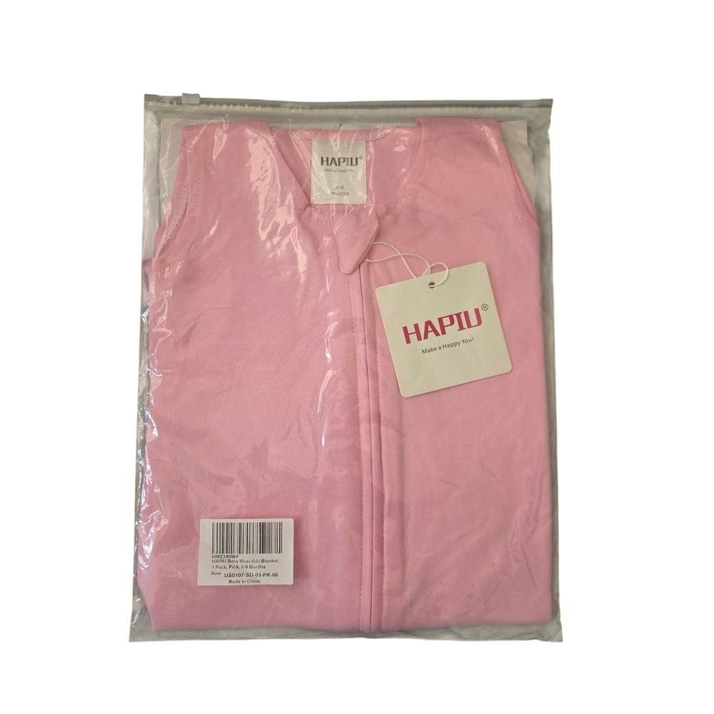 HAPIU Pink Baby Wearable Blanket Sleep Sack 0-6 Months Sleeveless Zipper Front